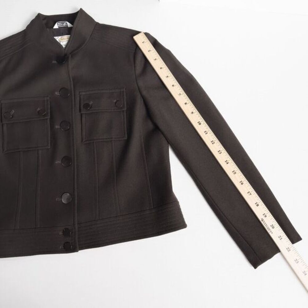 Talbots Italian Wool Blend Military Style Jacket Womens Petite 4 Chocolate Brown - Picture 5 of 16
